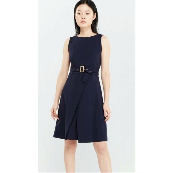 Nanette Lepore Navy Belted A-Line Dress, Size 6 - Picture 1 of 9